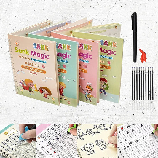 Sank Magic Practice Copybook (Buy 1 Book Get 3 BOOKS,1 PEN,1 GRIP,10 REFILL FREE)